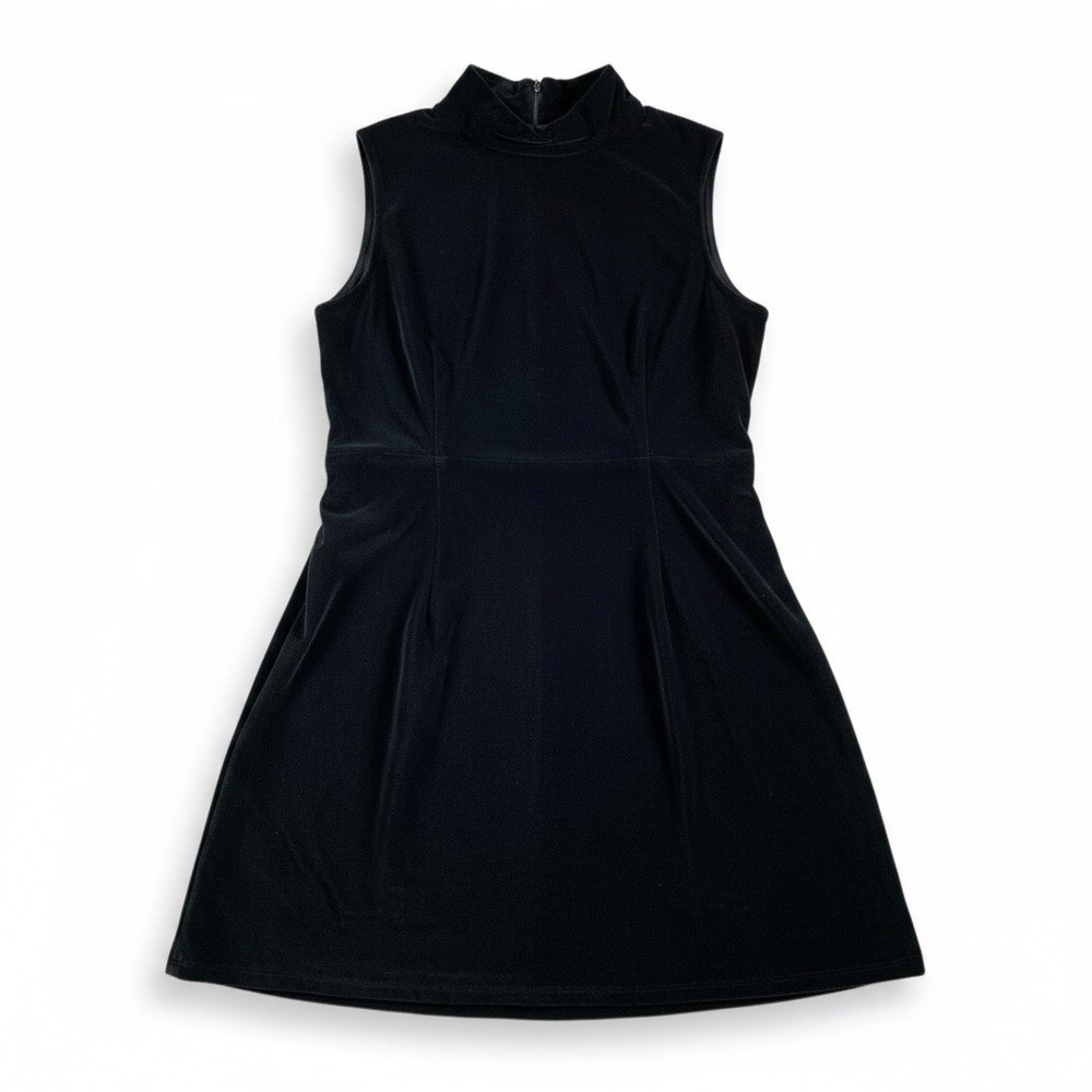 A New Day Womens Black Velvet Sleeveless Mock Neck Fit & Flare Dress XXL‎ New